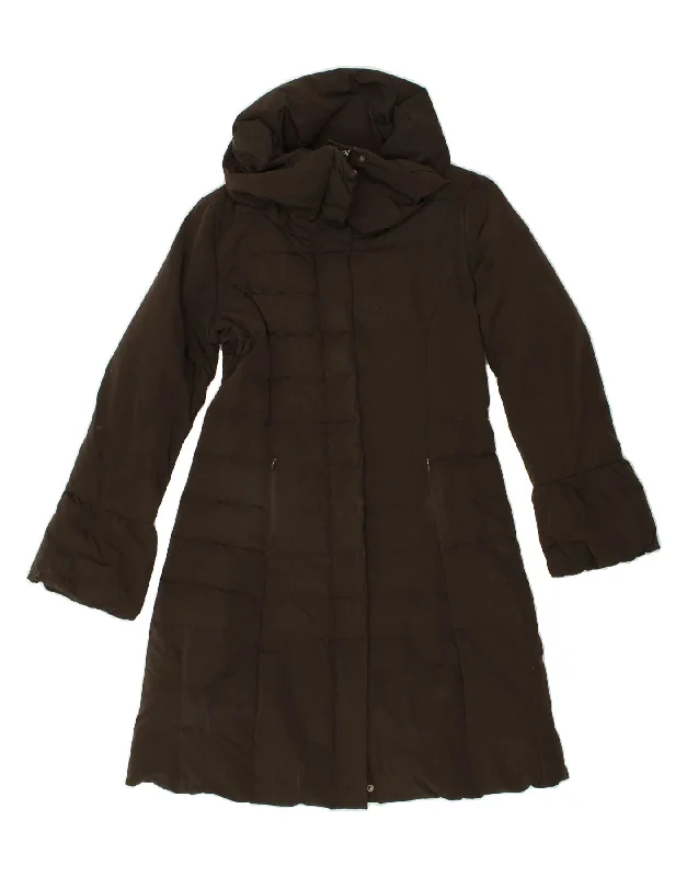 MAX & CO. Womens Padded Coat UK 10 Small Brown Elasticated Drawstring Belted