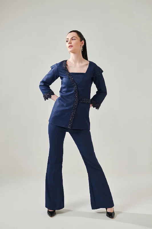 Midnight Blue Blazer Set Women's Lightweight Blazer