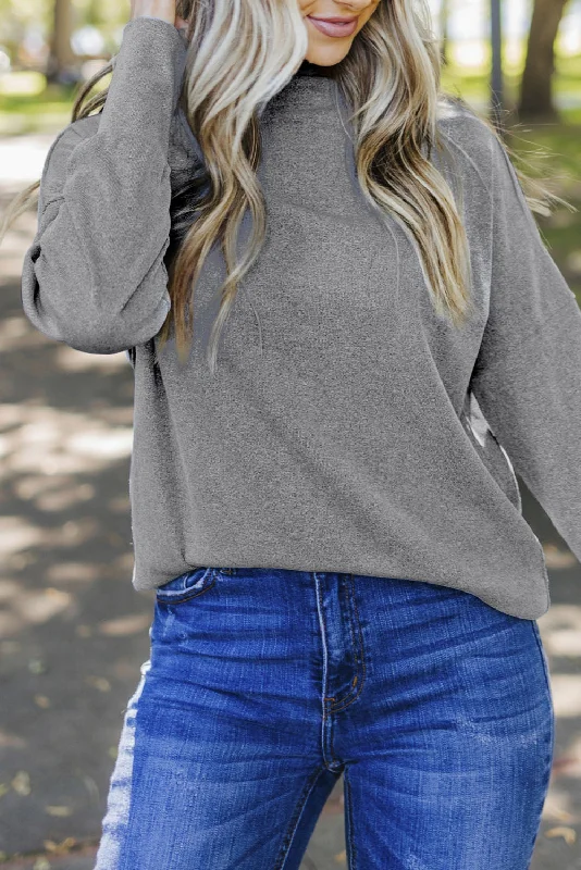 Gray Ribbed Zip Knit Top Pink Knit Top