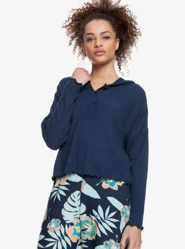 Cozy Day Long Sleeve Rib Knit Top - Mood Indigo Jet Black Knit Tee