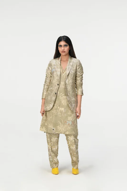 Rainforest Rana Blazer Oyster Grey Silk Brocade Women's Elegant Jacket