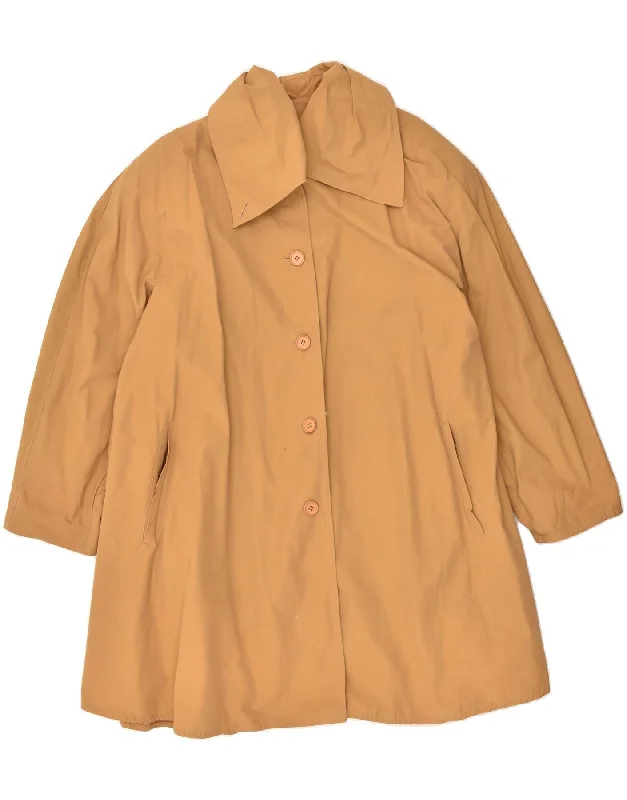 VINTAGE Womens Trench Coat IT 42 Medium Brown Polyester Trapeze Tunic Caftan