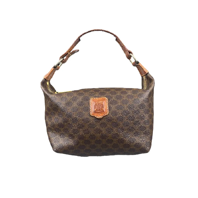 CELINE MACADAM COAT CANVAS MINI HANDBAG Three-Quarter Sleeve Elbow Sleeve Wrist Sleeve