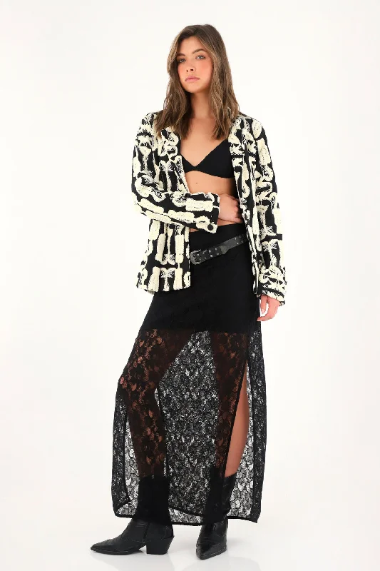 Women's long blazer with plush details Women's Unique Blazer
