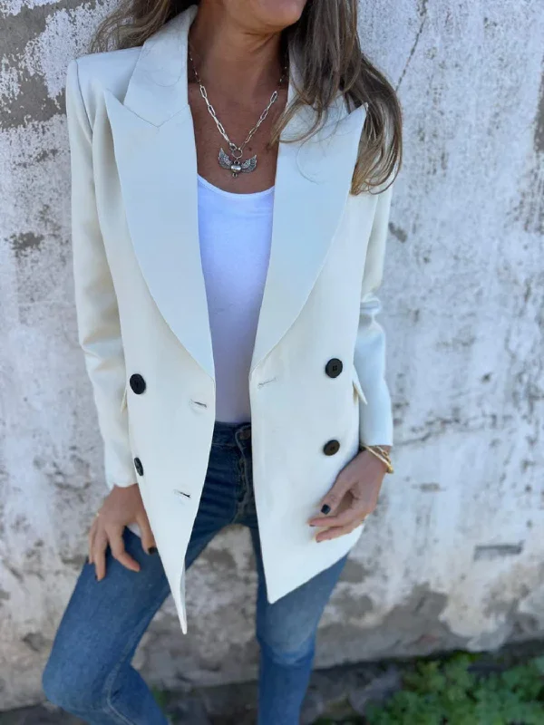 Hazel Blues® |  Collared Neck Long Sleeve Blazer Women's Vintage Suit