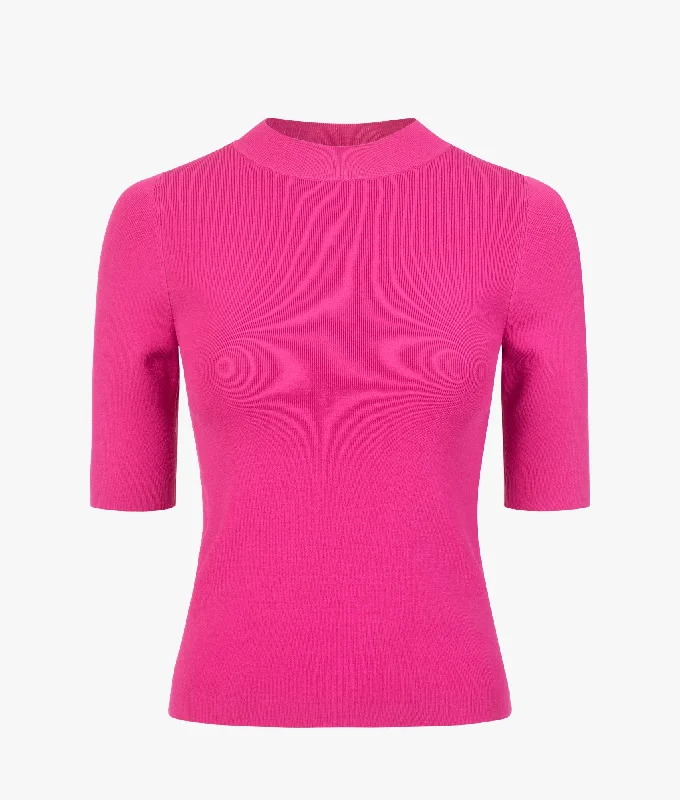 Marllay fitted knit top in purple Polo Neck Knit Top