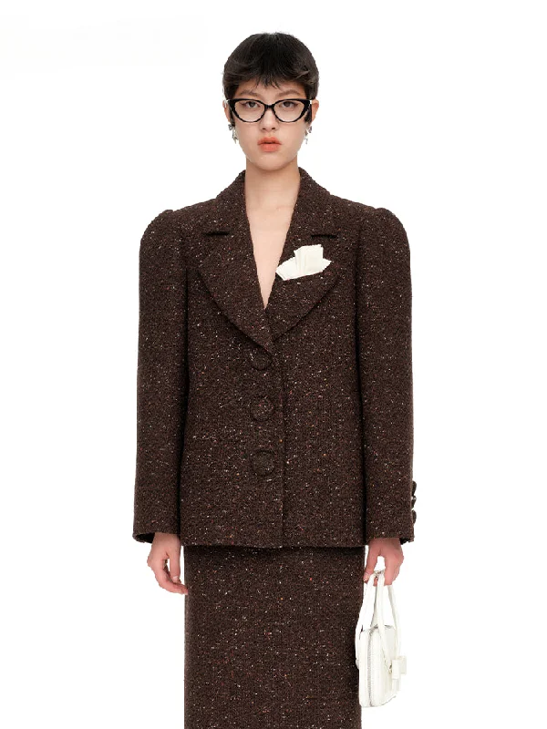 Brown Vintage Wool Blazer Women's Luxurious Jacket