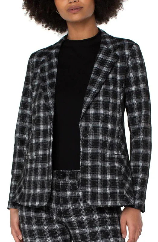 Liverpool Fitted Blazer (Black/White Plaid) Women's Classic Blazer