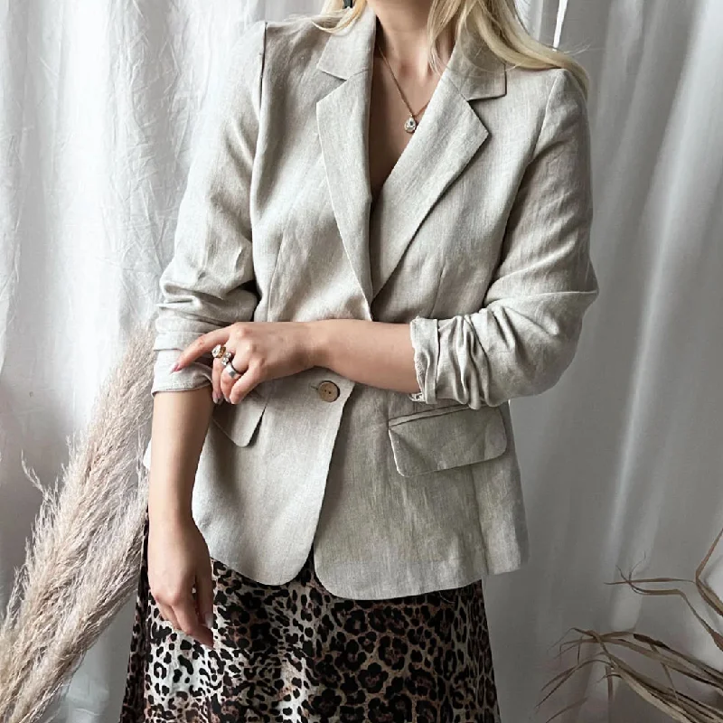 Bypias | Linen Blazer | Natural Women's Trendy Jacket