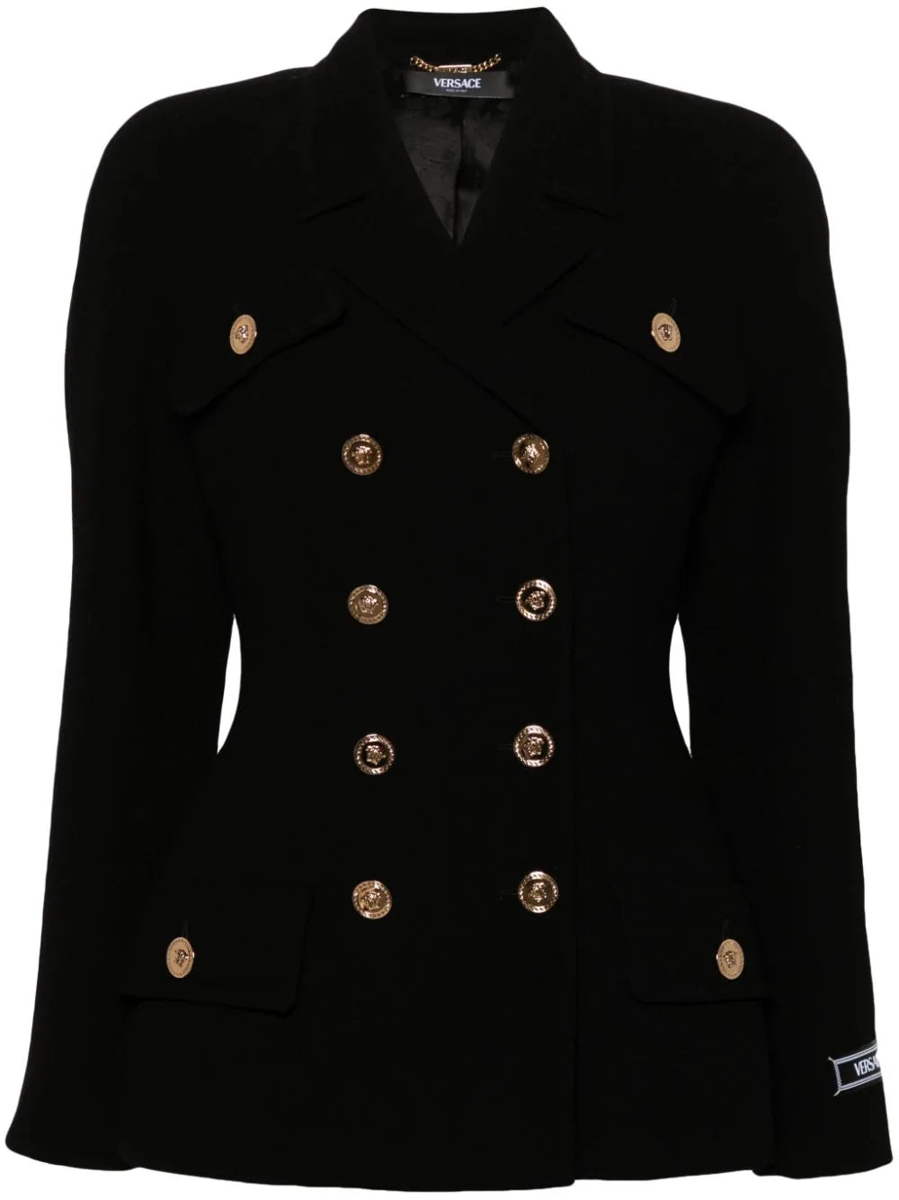 Versace Black Medusa Motif Wool Blazer Women's Luxurious Suit