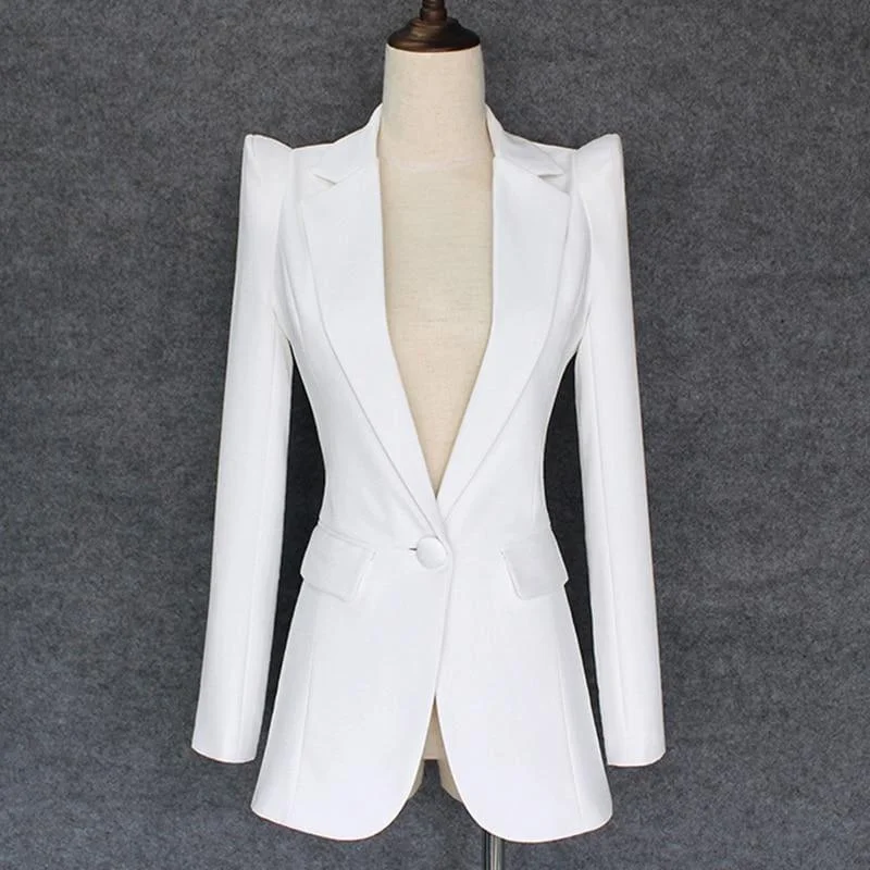 Women's Shrug Shoulder Single Button Blazer Women's Solid Blazer