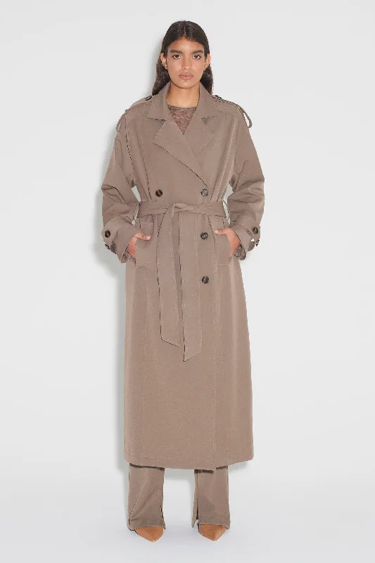 Taylor Trench Coat Olivine Tweed Herringbone Houndstooth