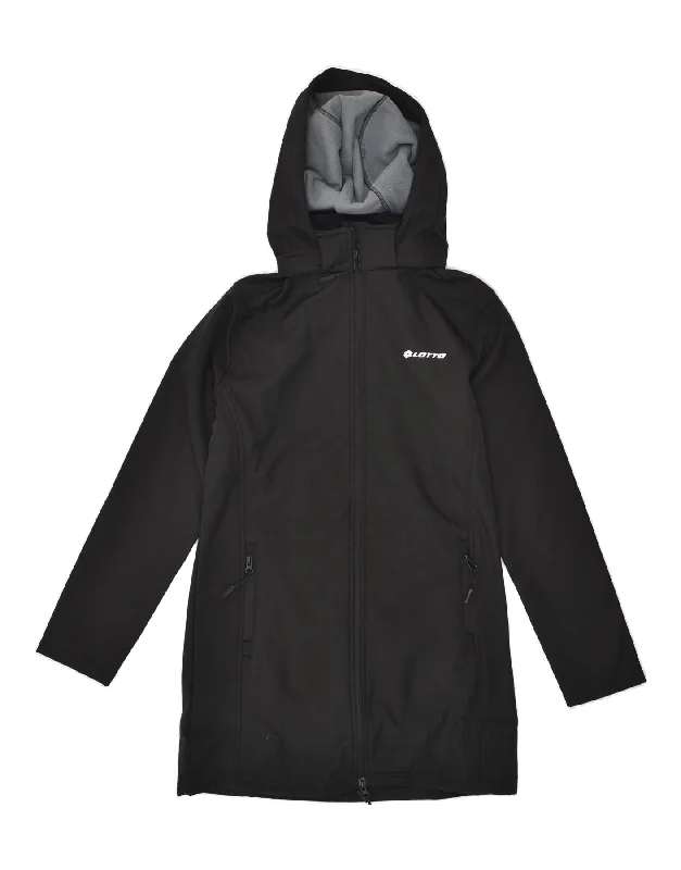 LOTTO Womens Hooded Windbreaker Coat UK 14 Medium Black Polyester Trim Padded Insulated