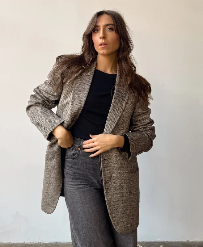 Black Flecks Woven Blazer Women's Professional Jacket