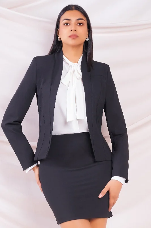 Single Lapel Open Blazer Women's Pencil Blazer