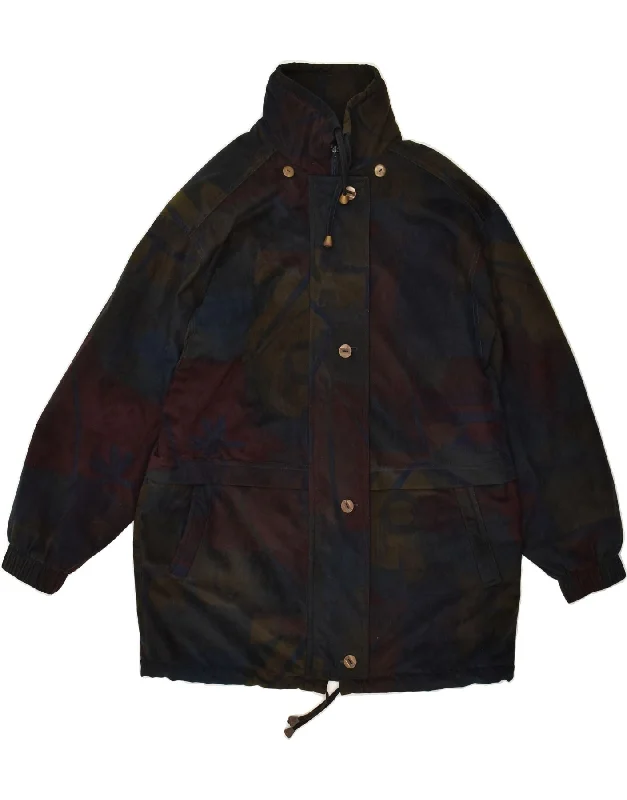 VINTAGE Womens Windbreaker Coat EU 38 Medium Navy Blue Polyester Fleece Down Feather