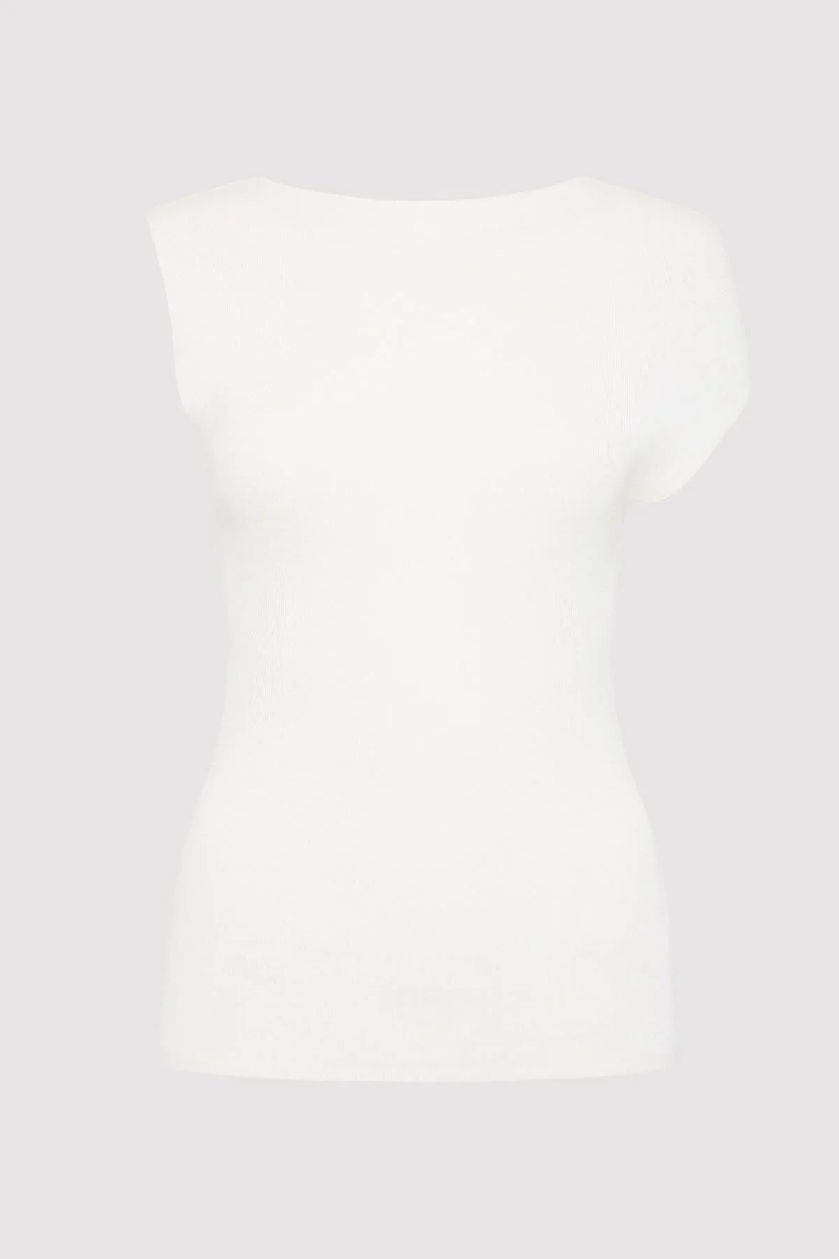 Asymmetric Knit Top - White Pastel Knit Top