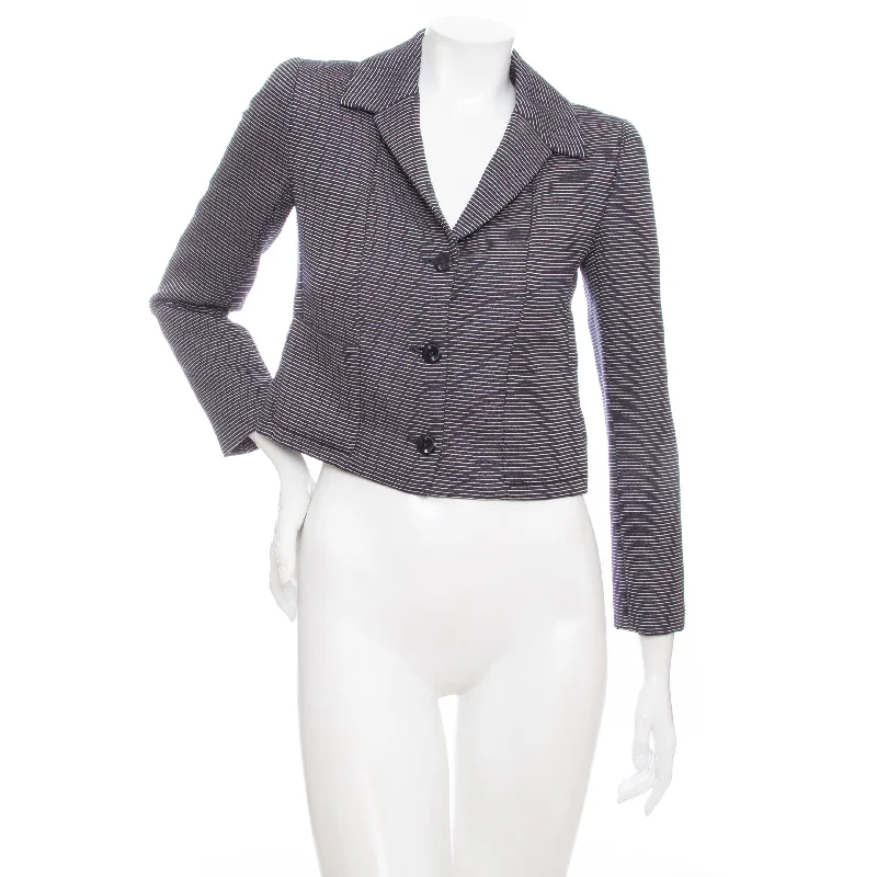 2001 Navy Blue Striped Wool-Silk Blazer Women's Unique Blazer