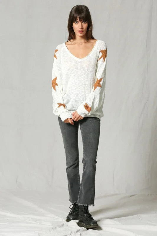Knit Top w/ Star Details Bronze Knit Blouse