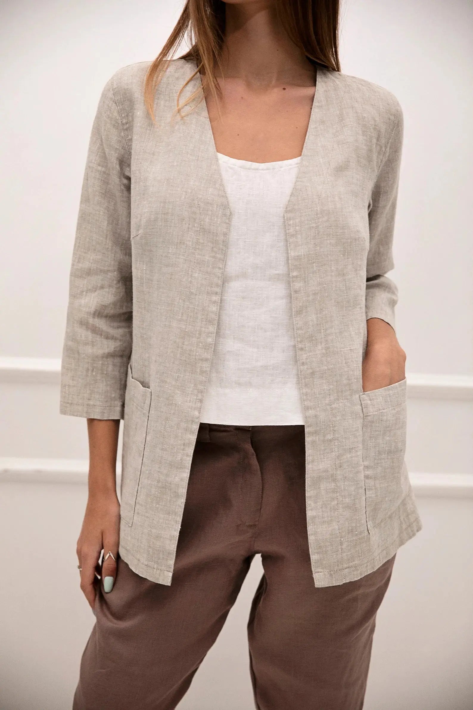 PRE-ORDER Linen Blazer by Odalux Women's Handmade Blazer