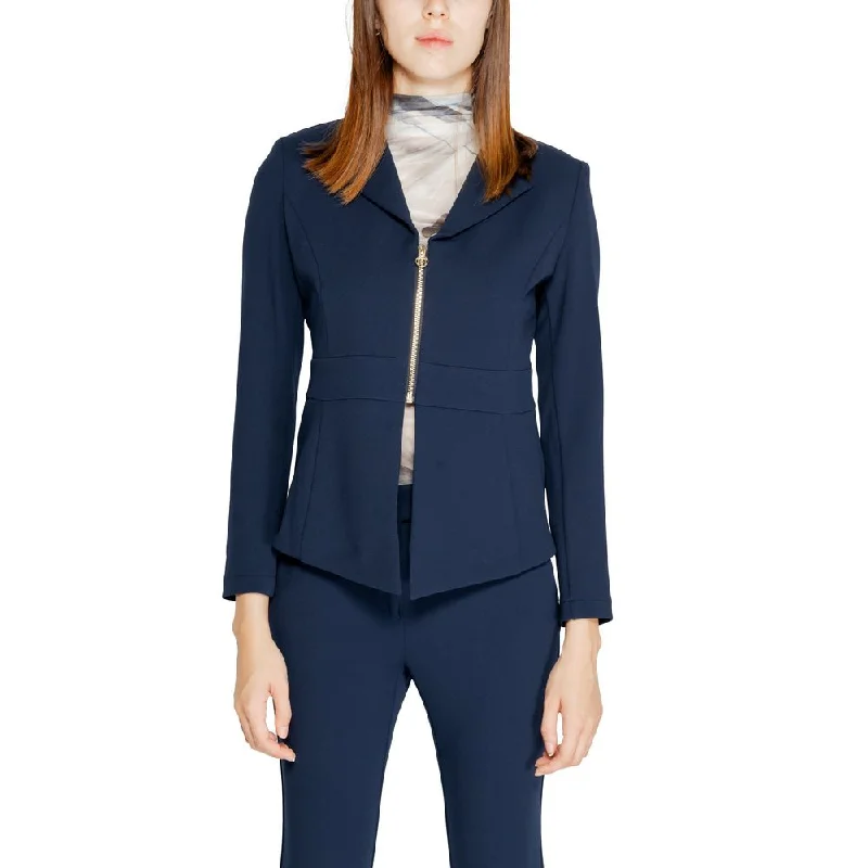 Rinascimento Blue Polyester Suits & Blazer Women's Custom Jacket