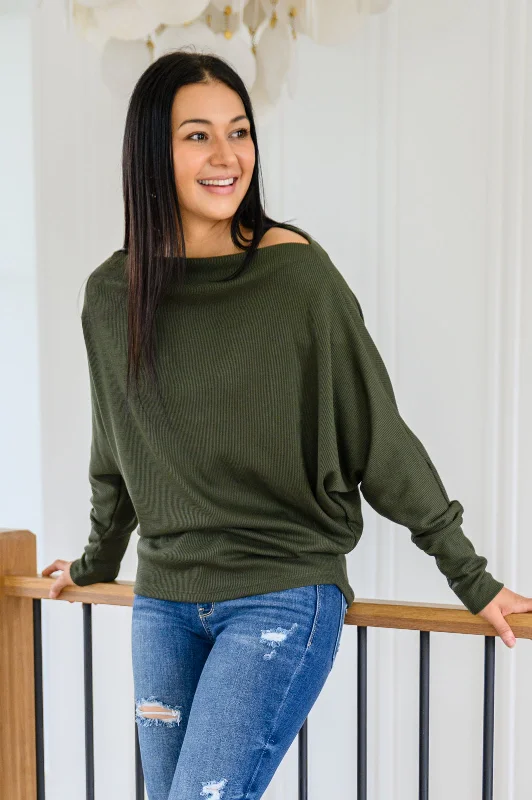 Spare Time Dolman Sleeve Solid Knit Top Silk Knit Top