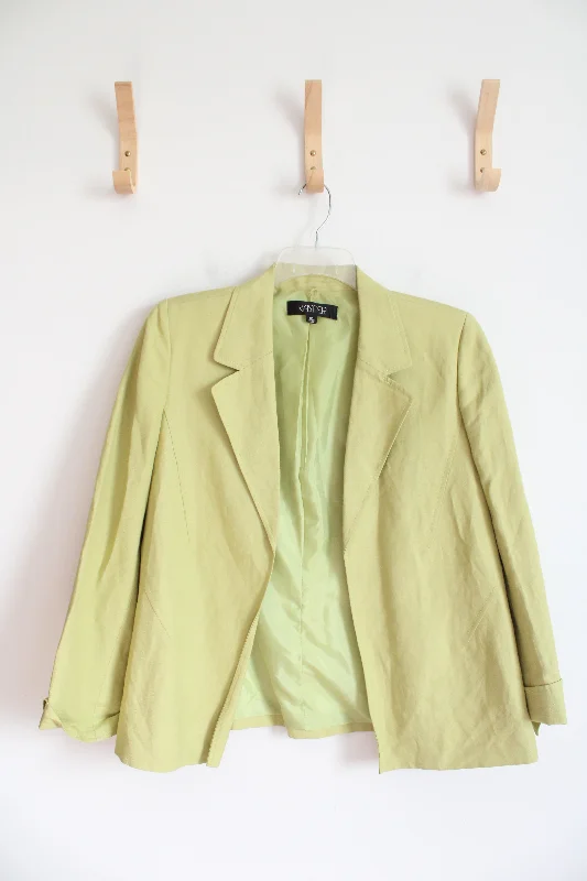 Kasper Chartreuse Linen Blend Blazer | 12 Women's Solid Blazer