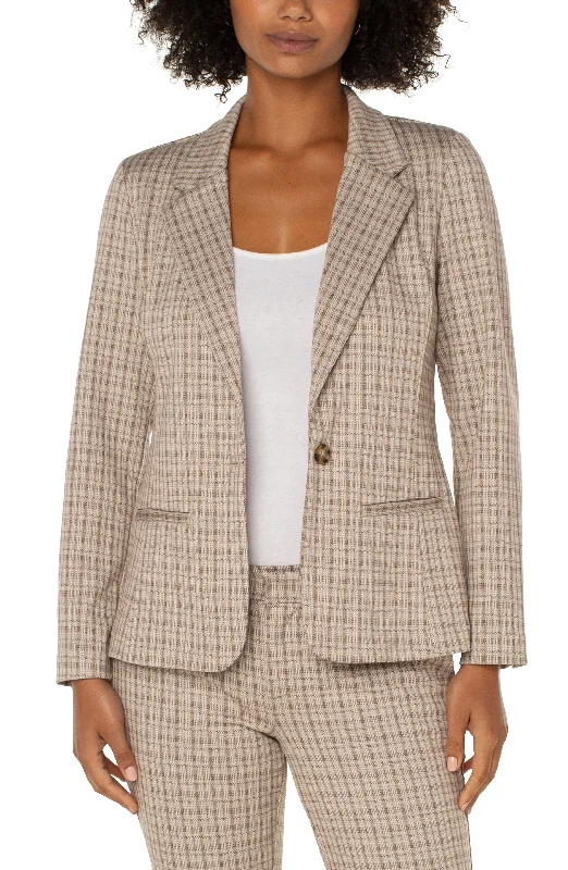 Liverpool Fitted Blazer (cappuccino plaid) Women's Elegant Suit