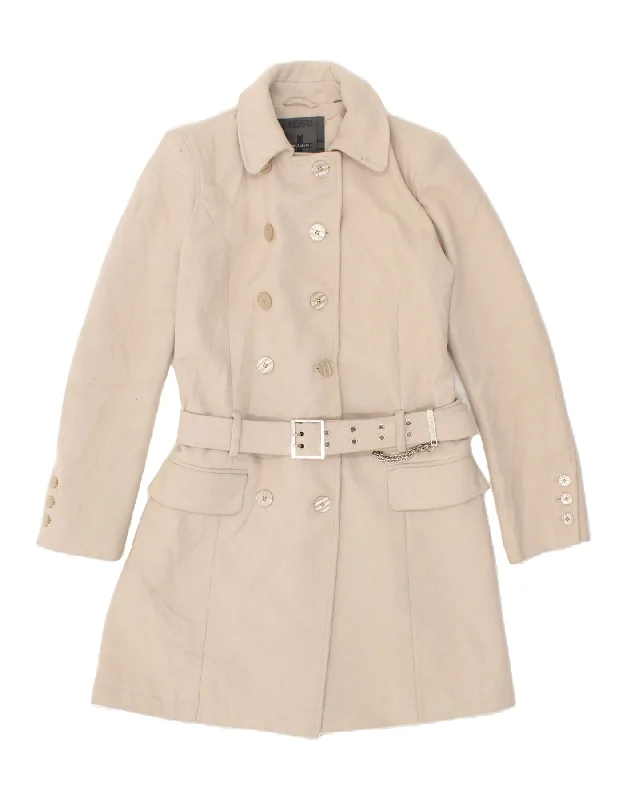 ZU ELEMENTS Womens Trench Coat IT 46 Large Beige Wool empire Basque Peplum