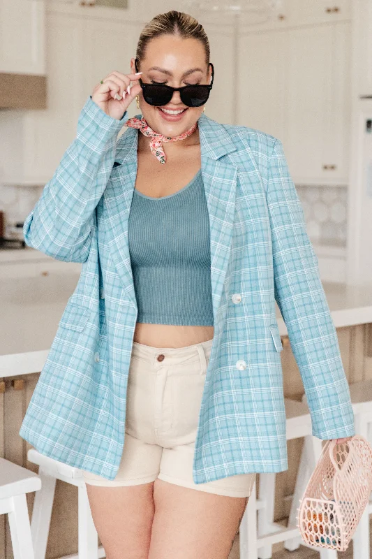 Hazel Blues® |  Fetch My Briefcase Plaid Blazer Women's High-End Blazer