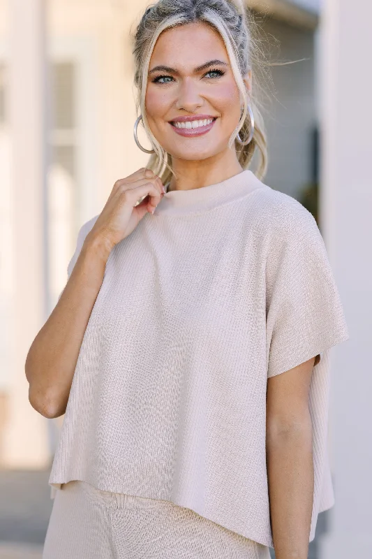 Safe Travels Natural Ribbed Knit Top Ruby Red Knit Shirt