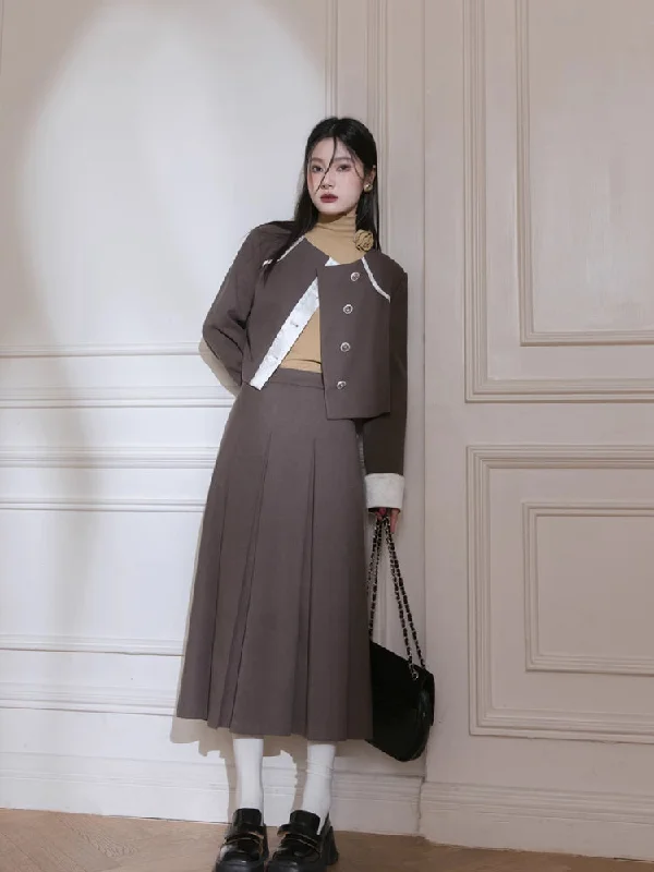 Satin blazer + skirt suit【s0000005800】 Women's Party Jacket