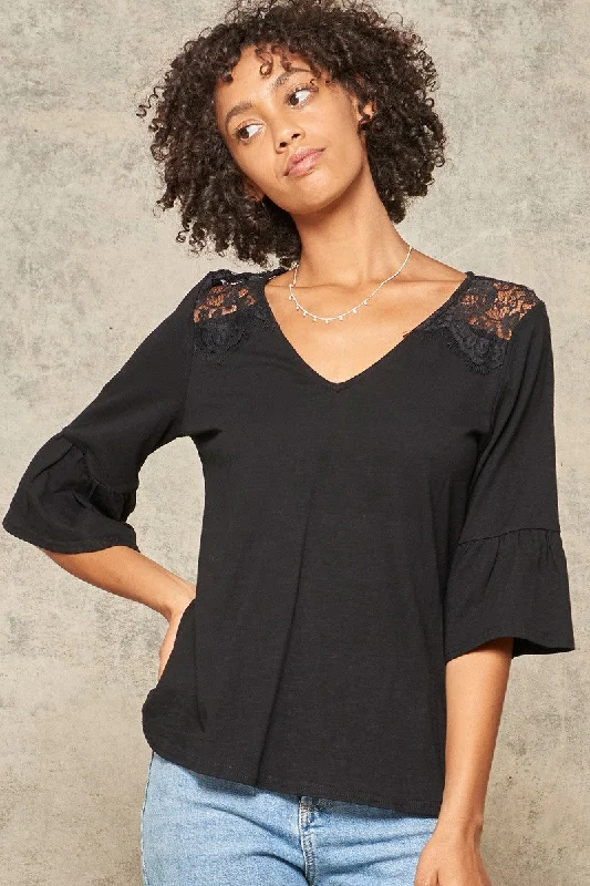 A Knit Top With Deep V Neckline And Yoke Design Vintage Knit Top