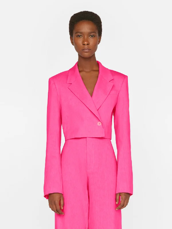 Cropped Strong Shoulder Blazer -- Flamingo Women's Simple Blazer