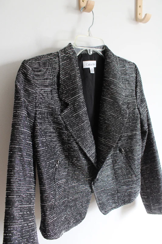 Calvin Klein Black & Silver Shimmer Blazer | S Petite Women's Patchwork Suit