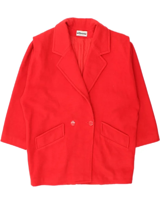 ALBERTA FERRETTI Womens Double Breasted Coat UK 20 2XL Red Viscose Buttoned Zippered Snapped