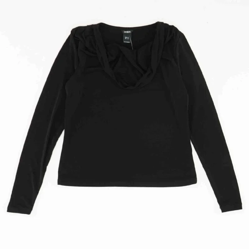 Black Solid Cowl Neck Knit Top Limited Edition Knit Top