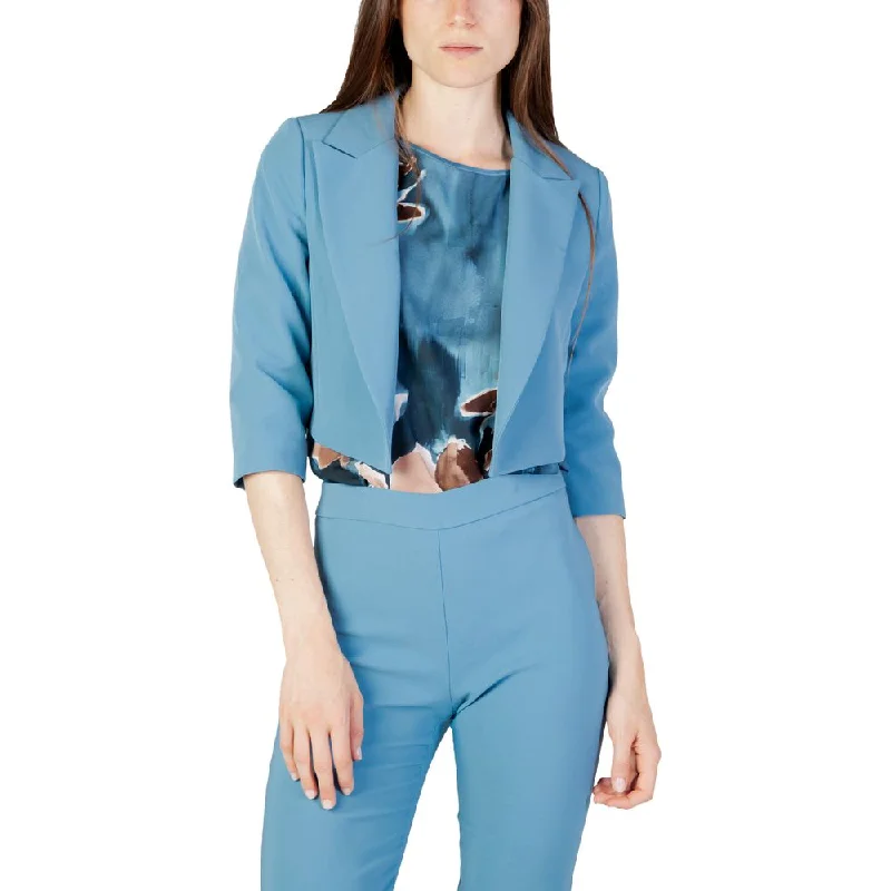 Rinascimento Turquoise Polyester Suits & Blazer Women's Luxurious Jacket