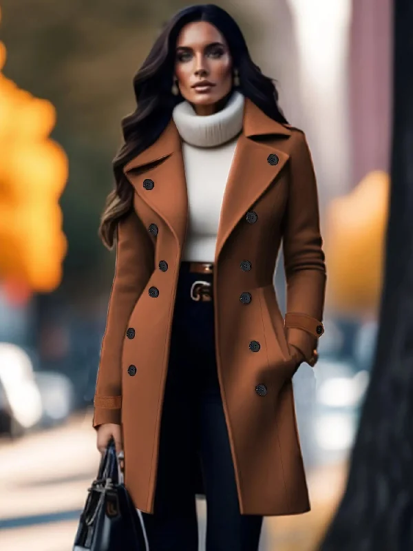 Elegant Polyester Trench Coat for Women , Autumn/Winter Asymmetrical Collar Hooded Zippered