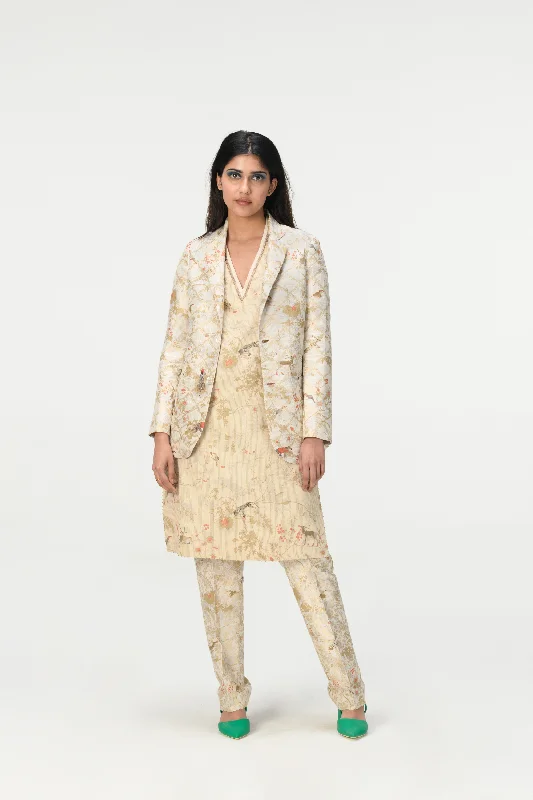 Rainforest Rana Blazer Ivory Silk Brocade Women's High-End Blazer