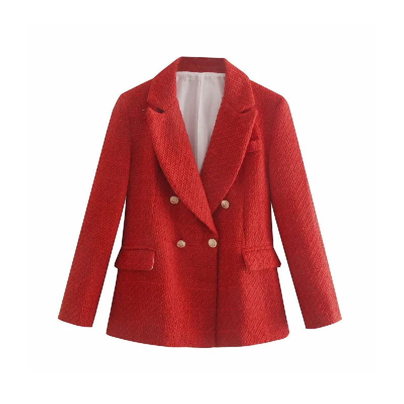 Vintage Woolen Blazer Women's Trendy Jacket