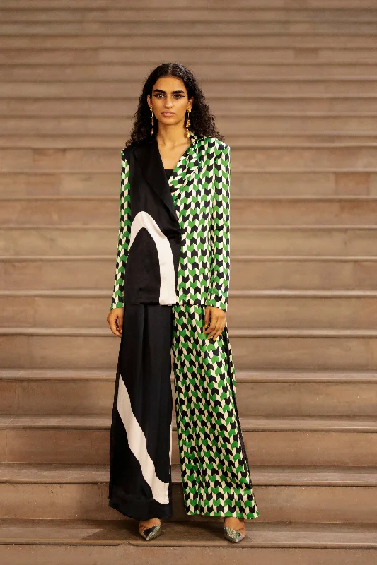 Geo Print Blazer With Trouser And Top Women's Fashion Blazer
