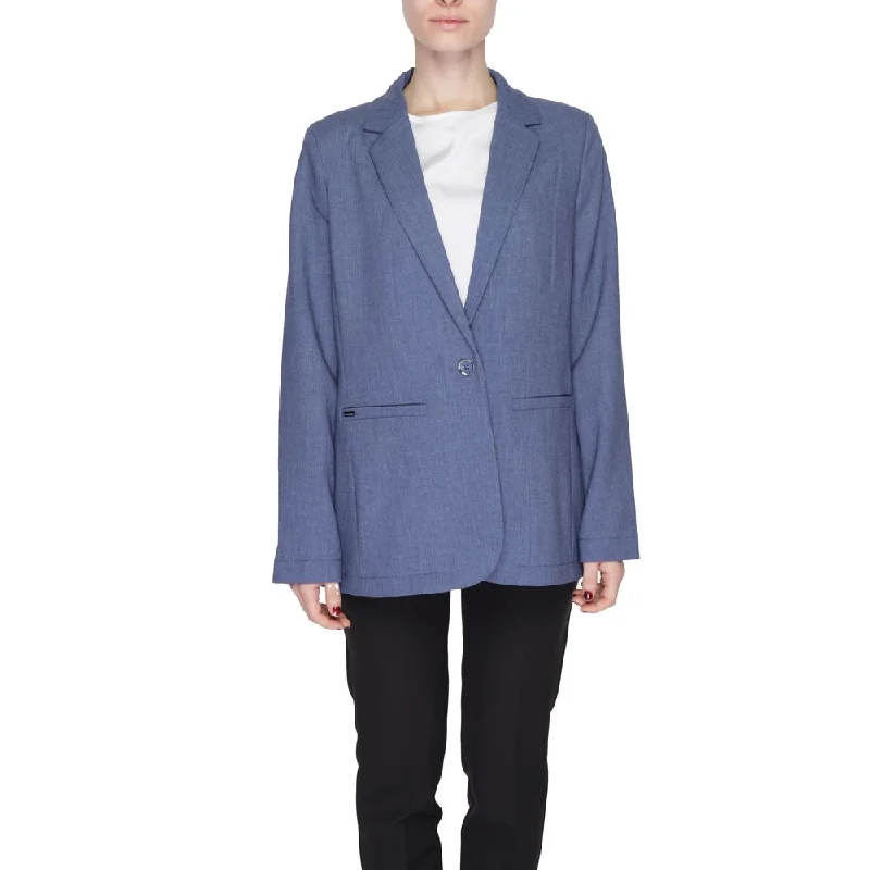 Street One Blue Polyester Suits & Blazer Women's Vintage Suit