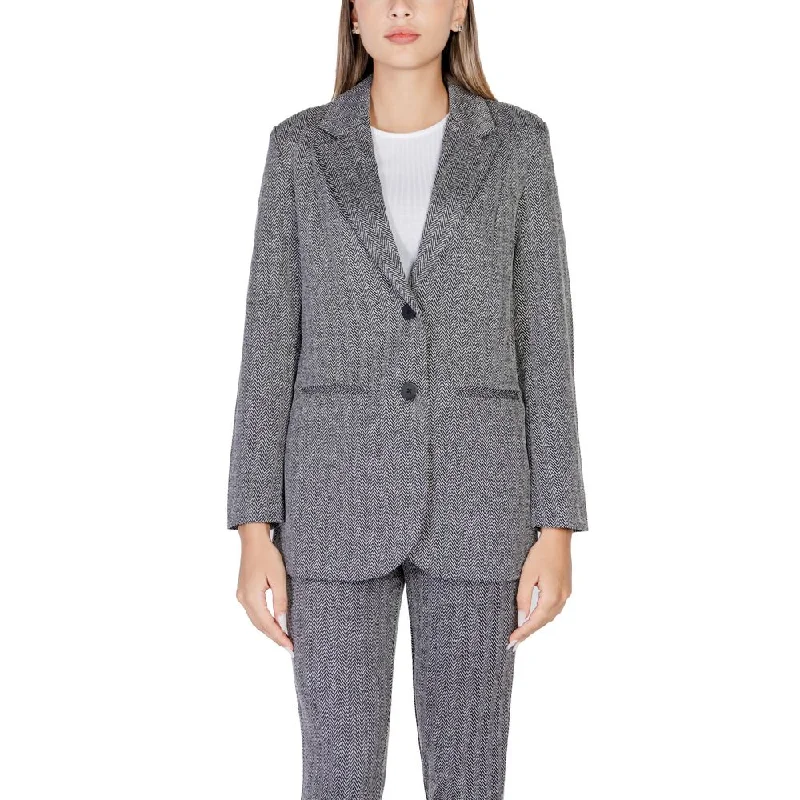 ICHI Black Polyester Suits & Blazer Women's Vintage Suit