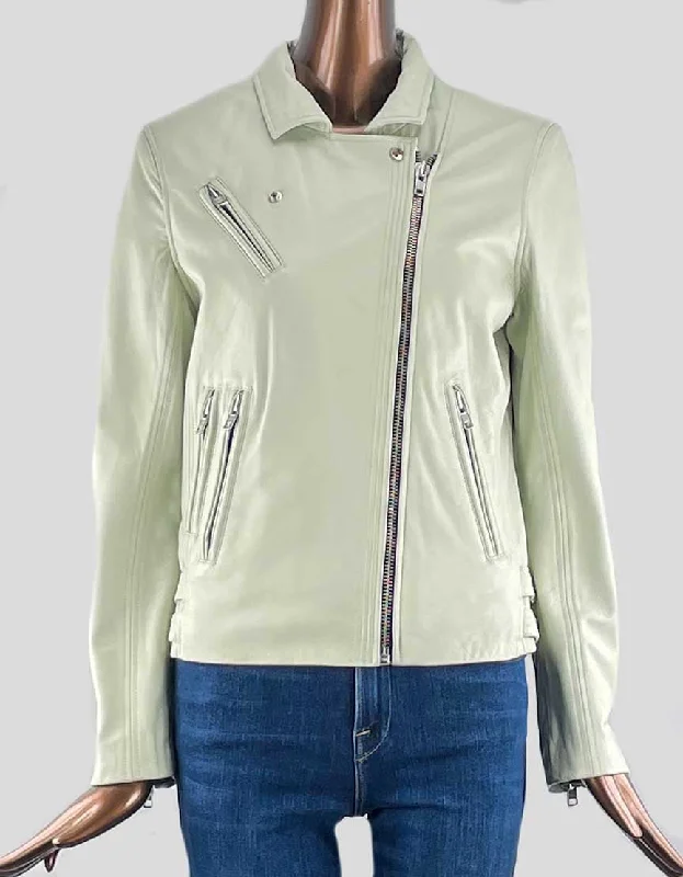 STEFFAN SCHRAUT Leather Moto Jacket - 38 IT  | 4 US Toggled Jacket Drawstring Jacket Belted Jacket Toggled Jacket Drawstring Jacket Belted Jacket