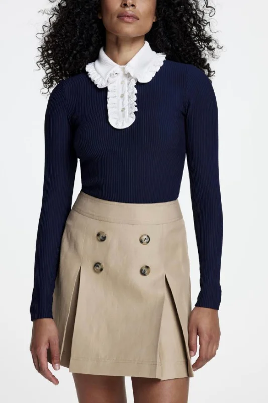 Smythe - Ruffle Polo Knit Top - PS25037 - PRE-ORDER* Royal Blue Knit Top