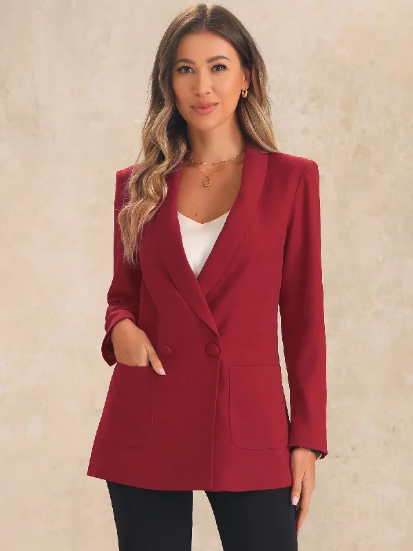 Shawl Collar Double Breasted Work Office Blazer Women's Luxurious Jacket