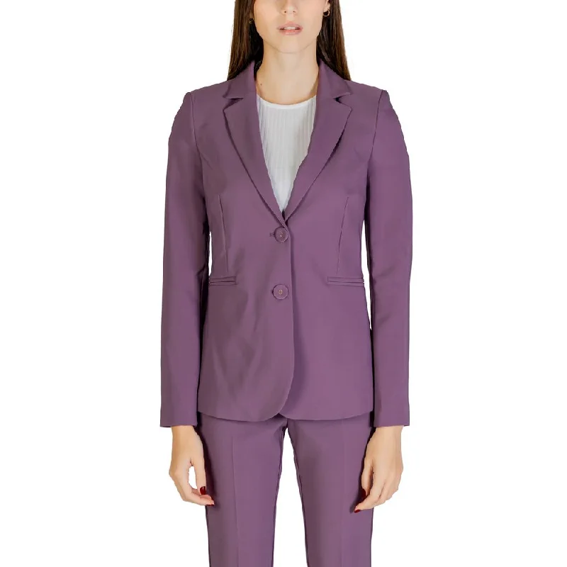 Sandro Ferrone Purple Polyester Suits & Blazer Women's Premium Blazer