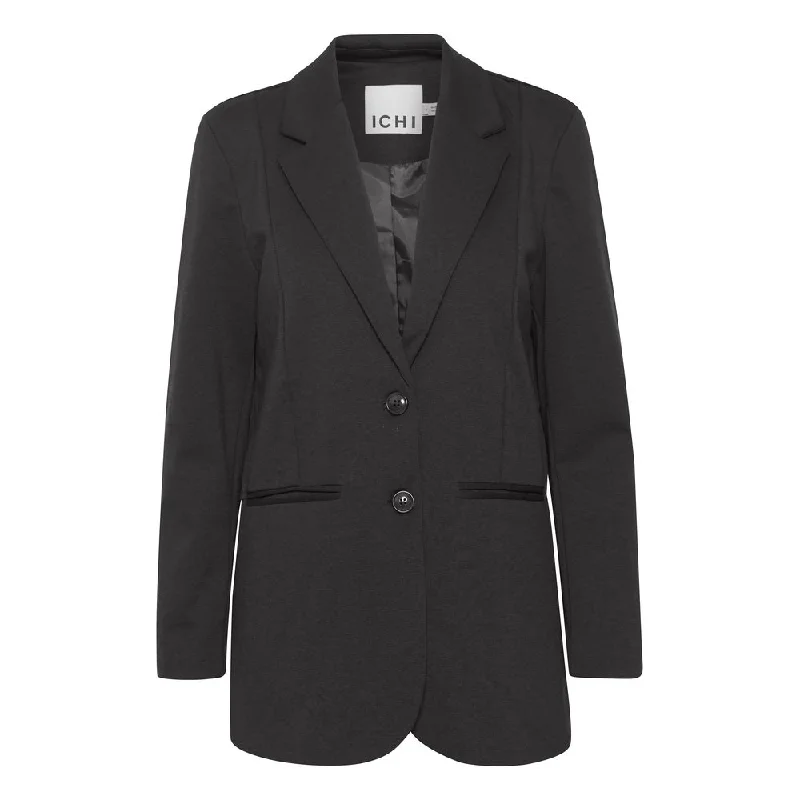 ICHI Black Recycled Polyester Suits & Blazer Women's Unique Blazer