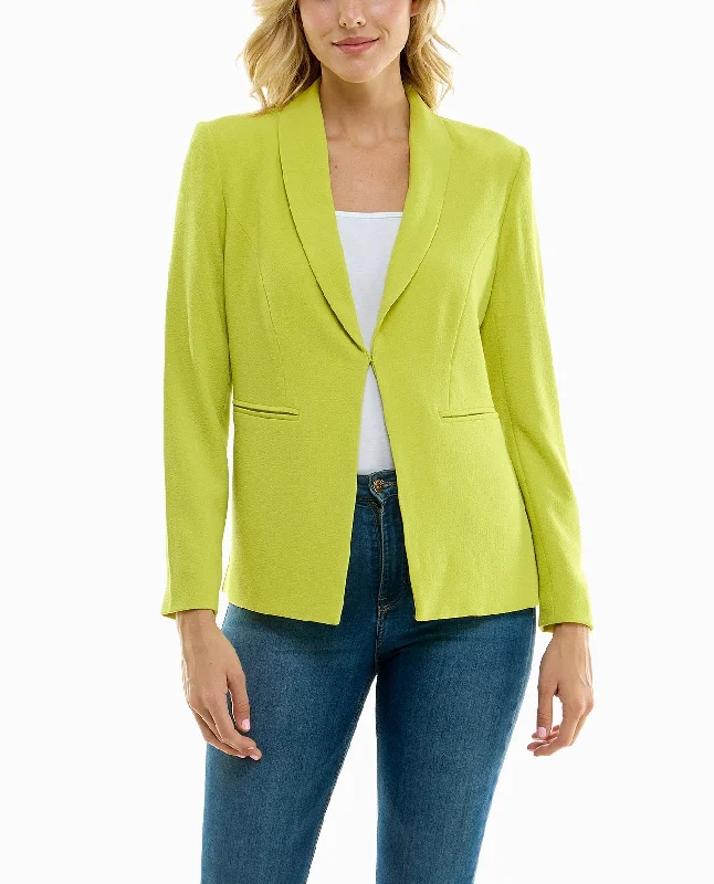 Nicole Miller Isla Stretch Crepe One Button Blazer Women's Elegant Suit